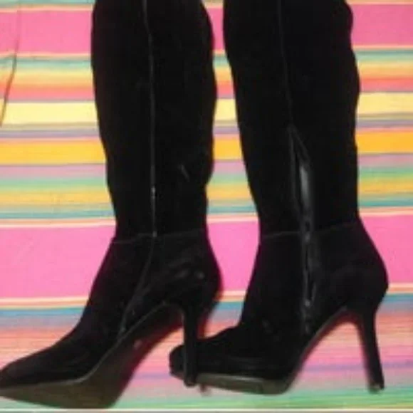 Size. 9 Black Suede Boots Over the Knee Boots - Picture 7 of 12